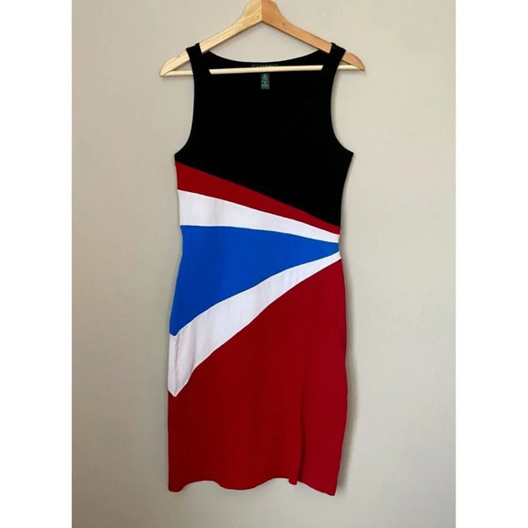 Lauren Ralph Lauren Size Small Sleeveless Bodycon Colorblock Stretch Midi Dress - Picture 1 of 16